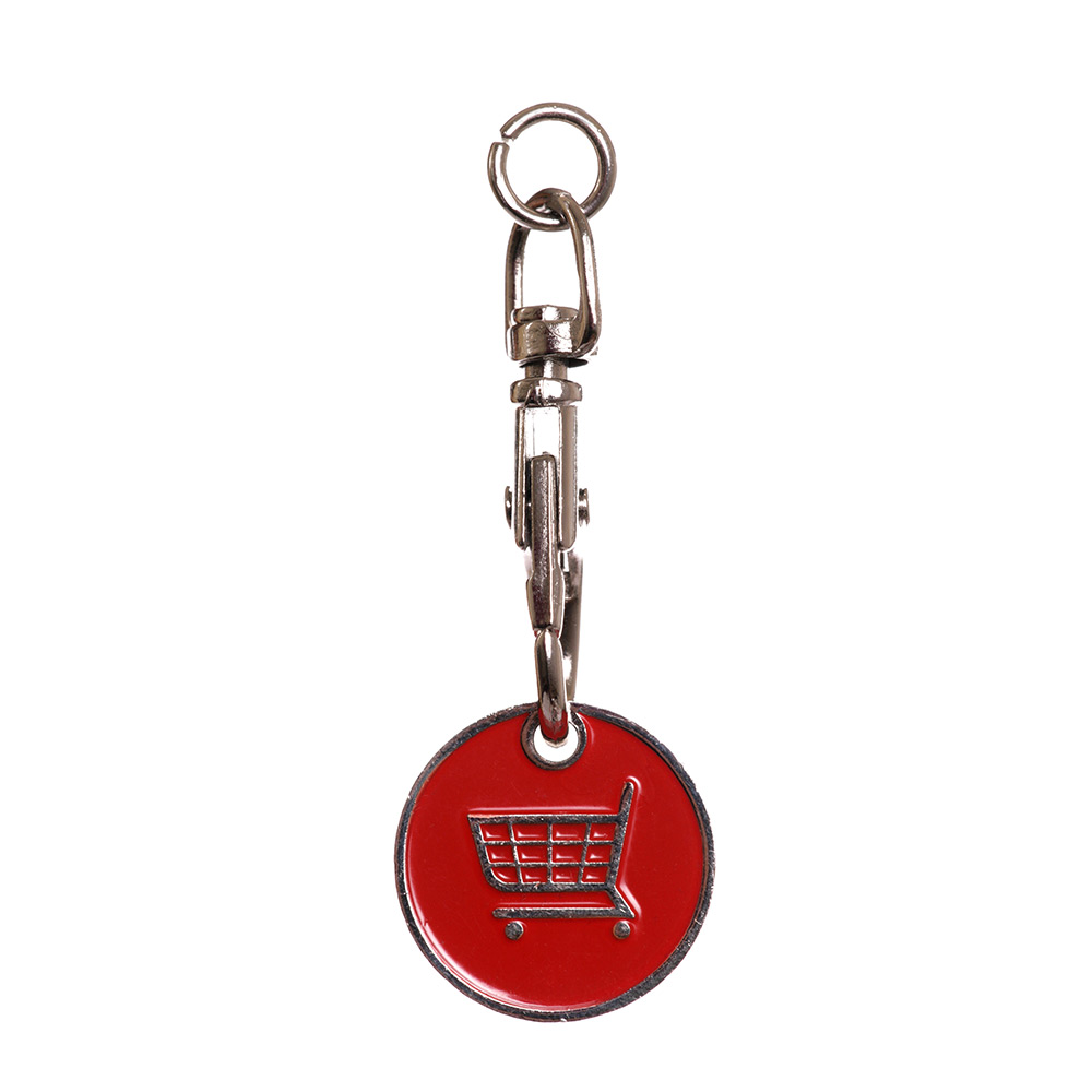 Porte-clés avec jeton de caddie personnalisé avec votre logo. Métal.
